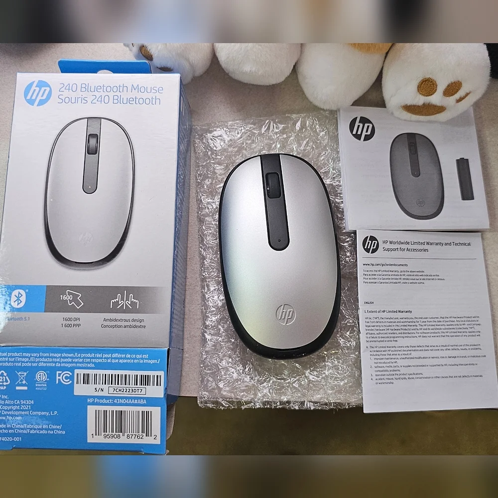 HP Bluetooth Mouse 240 - Sleek Silver Design